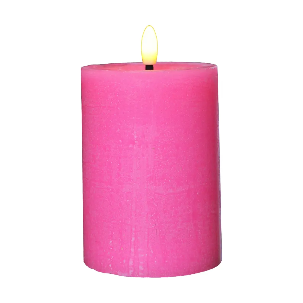 Handgegoten LED-kaars (Fuchsia Roze)